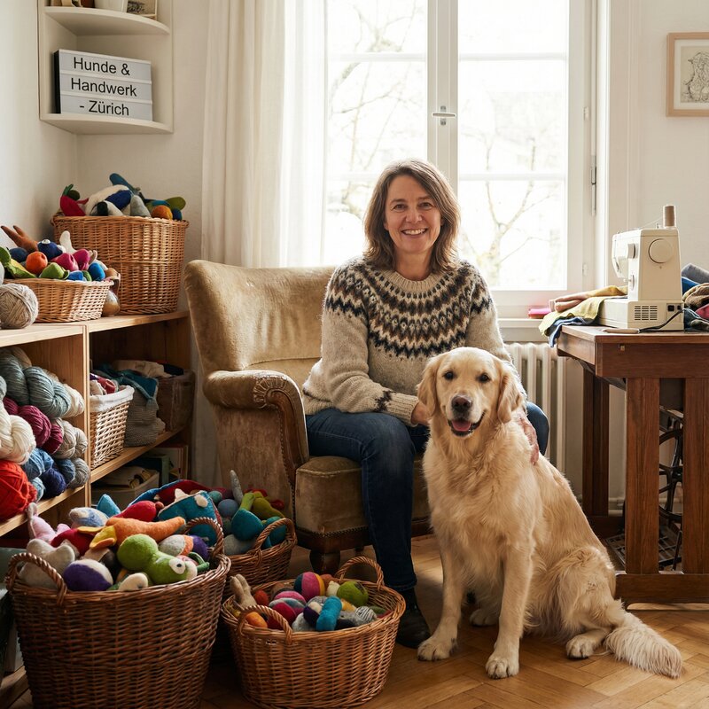 Marianne Argentati mit ihrem Golden Retriever Blue